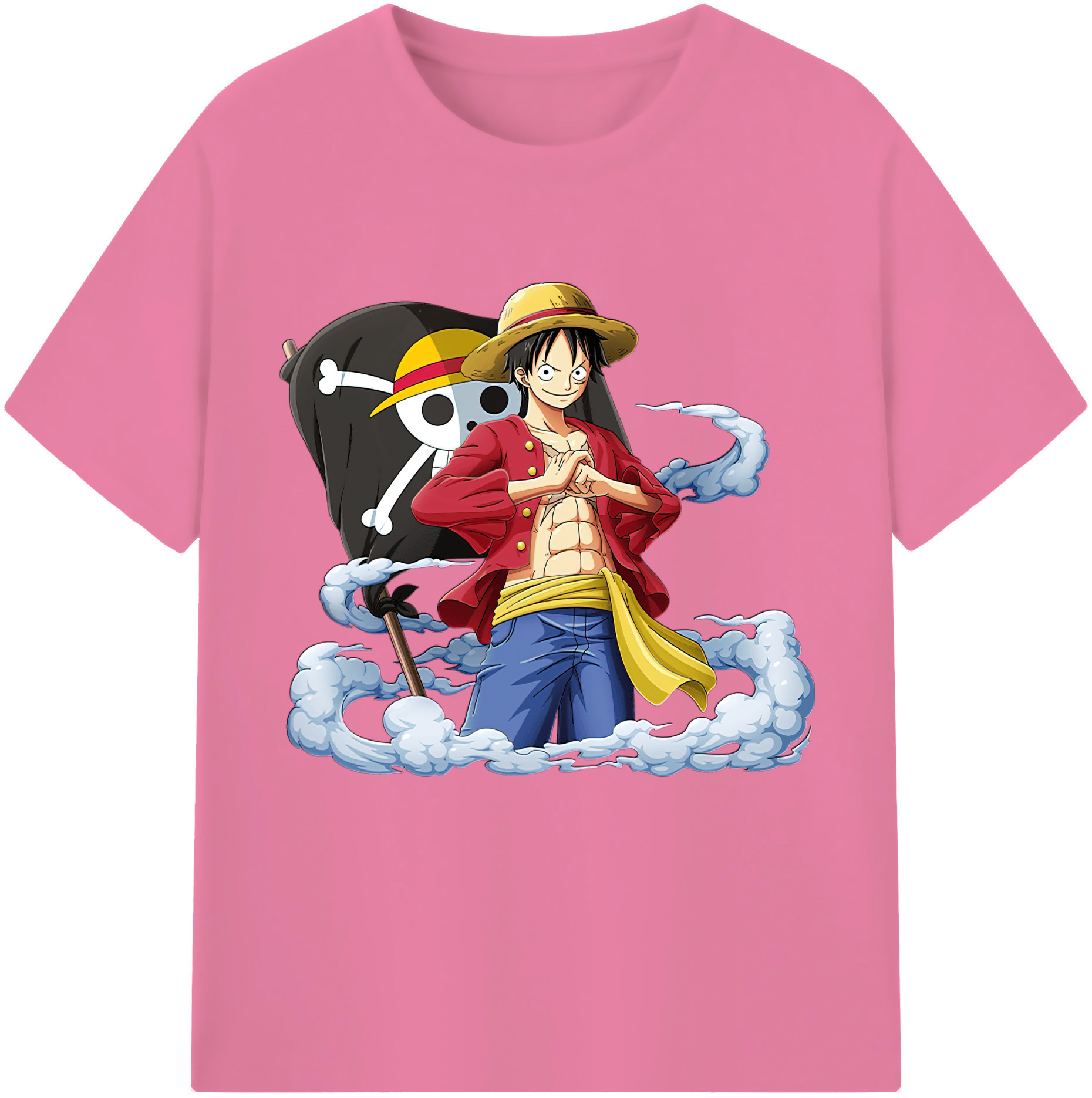 ワンピース モンキー・D・ルフィ ONE PIECE Monkey D. Luffy 綿100％半袖Tシャツ（フロントプリント）